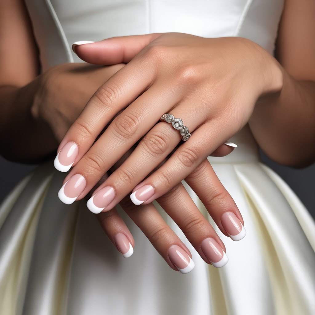 20 Trendy and Classic Wedding Nail Ideas for Brides 1 Classic French Tips for Brides