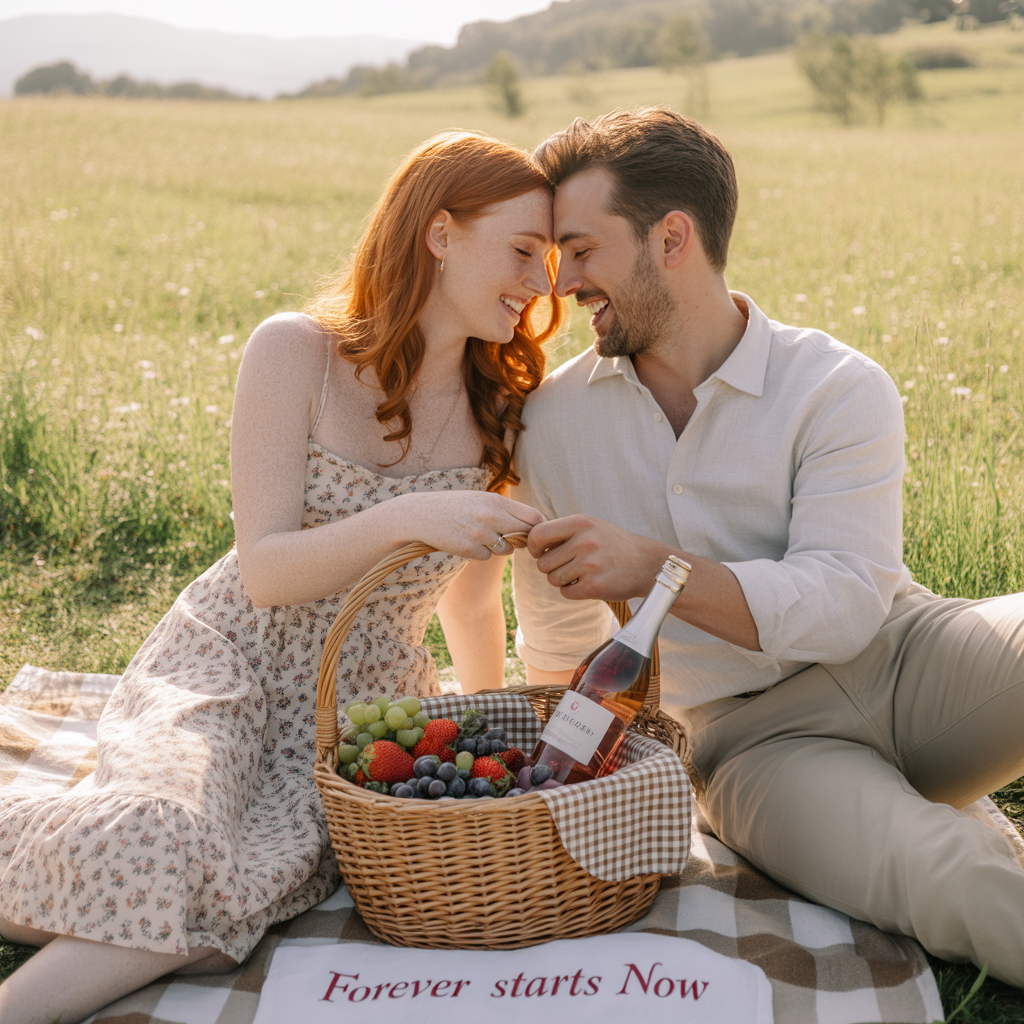 Countryside Picnic Engagement Photoshoot Ideas