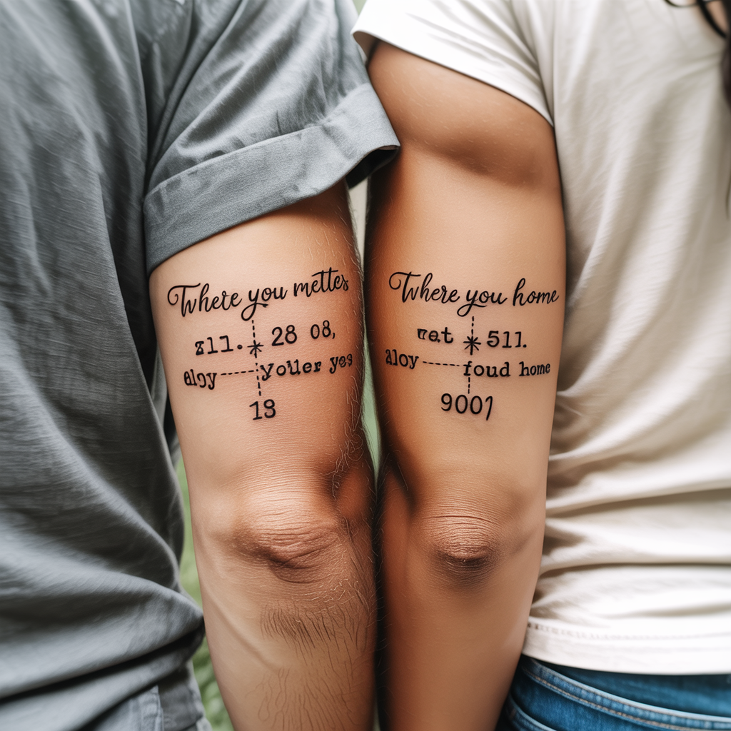 12 Unique and Romantic Couple Tattoo Ideas 2 Matching Coordinates