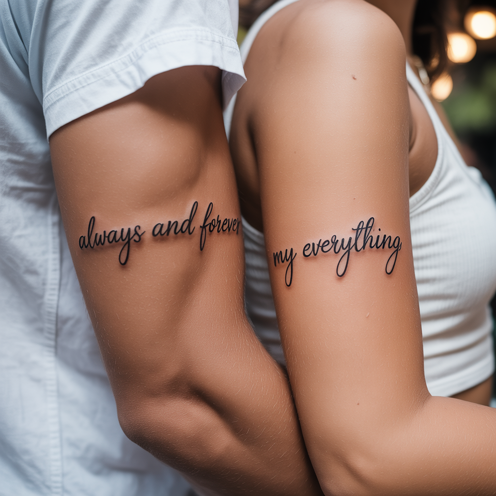 12 Unique and Romantic Couple Tattoo Ideas 7 Matching Words or Phrases