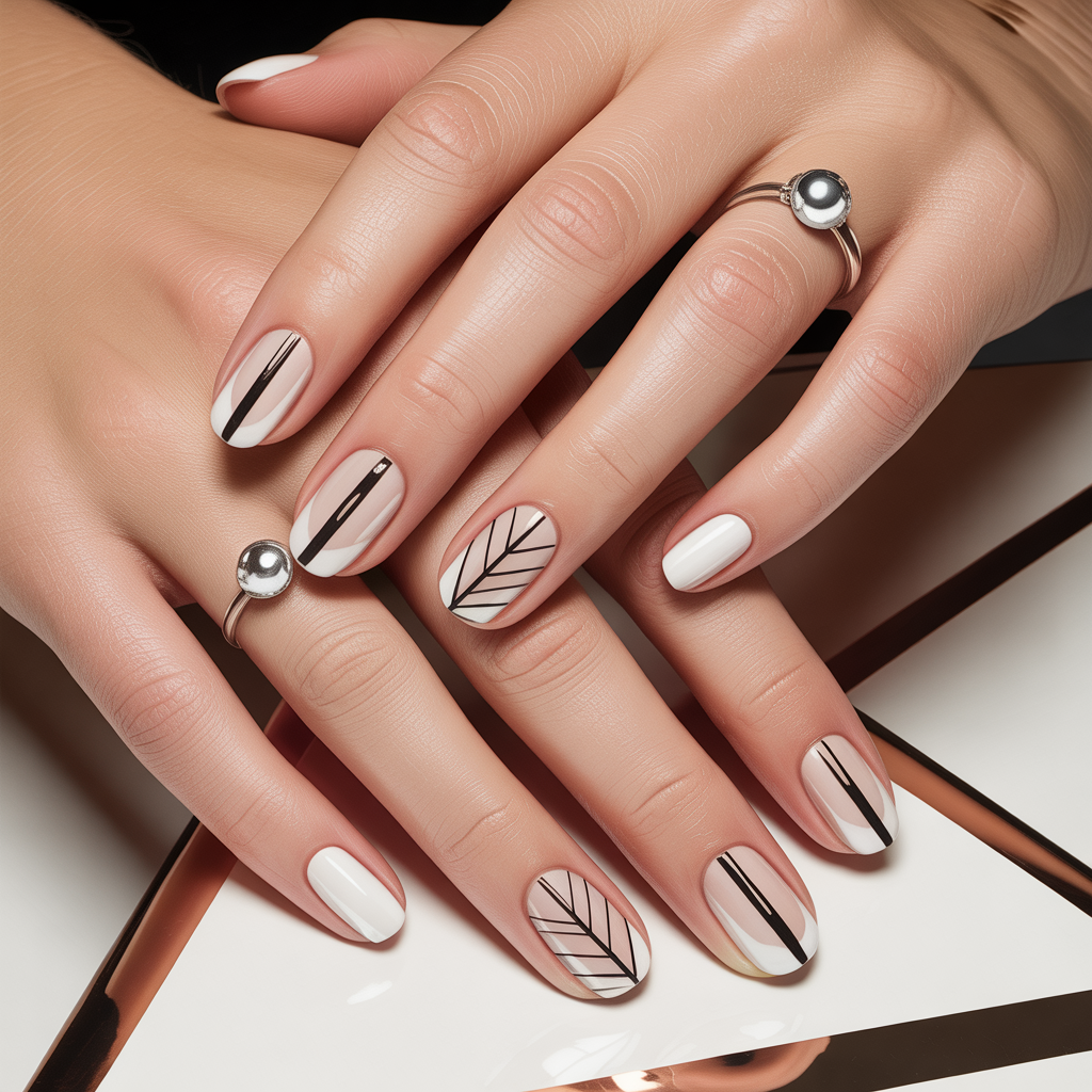 20 Trendy and Classic Wedding Nail Ideas for Brides 15 Modern Geometric Wedding Nail Ideas