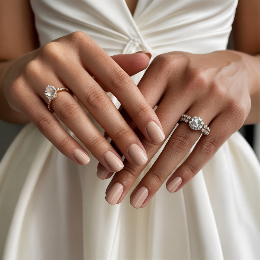 20 Trendy and Classic Wedding Nail Ideas for Brides 4 Nude and Neutral Wedding Nail Ideas