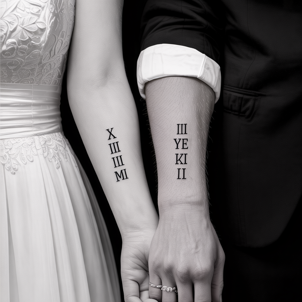 12 Unique and Romantic Couple Tattoo Ideas 6 Roman Numerals