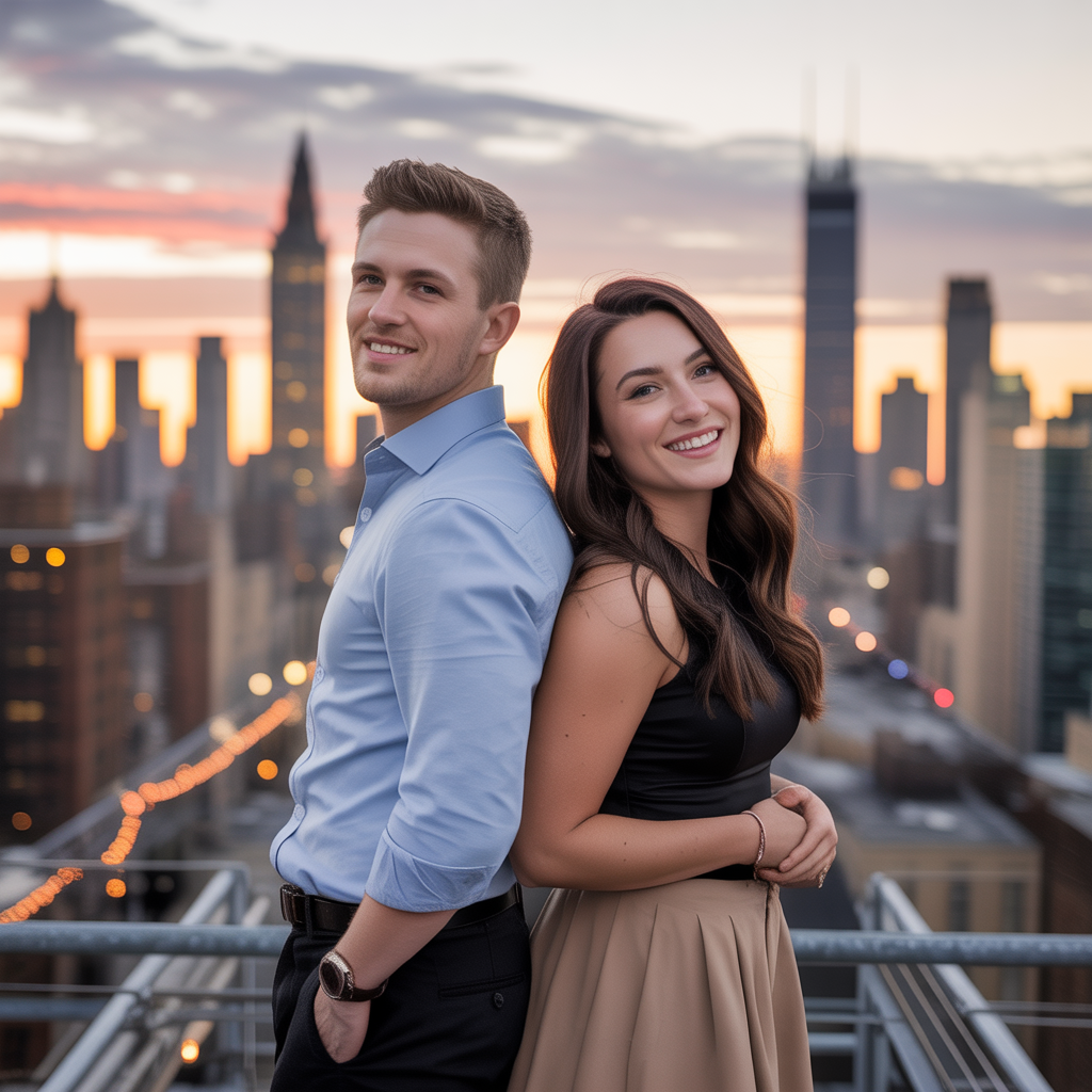 Rooftop Views Engagement Photoshoot Ideas