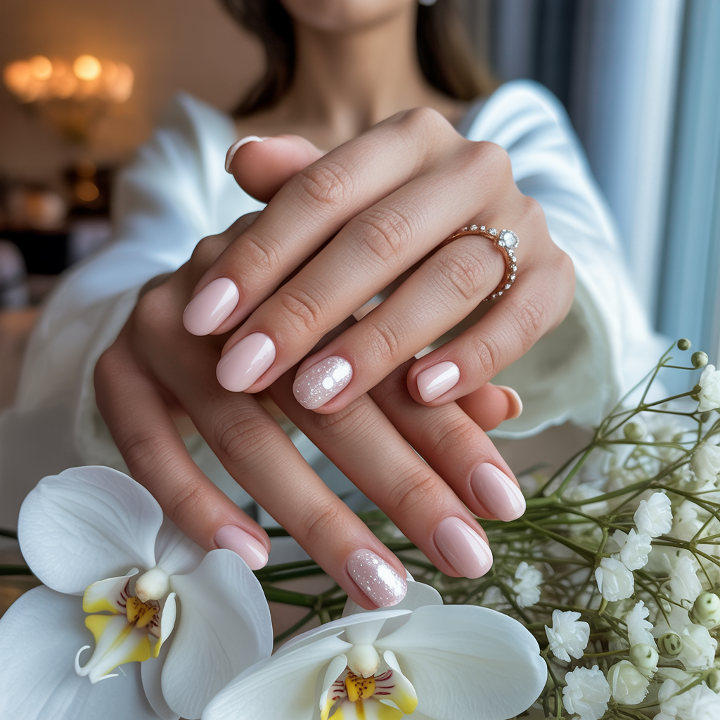 20 Trendy and Classic Wedding Nail Ideas for Brides 19 Short and Chic Bridal Nails