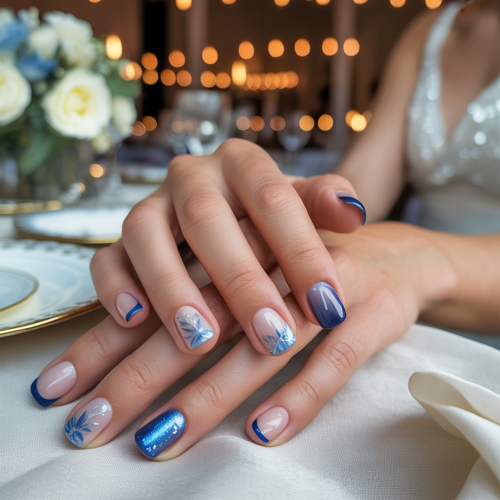 20 Trendy and Classic Wedding Nail Ideas for Brides 20 Something Blue Wedding Nail Ideas