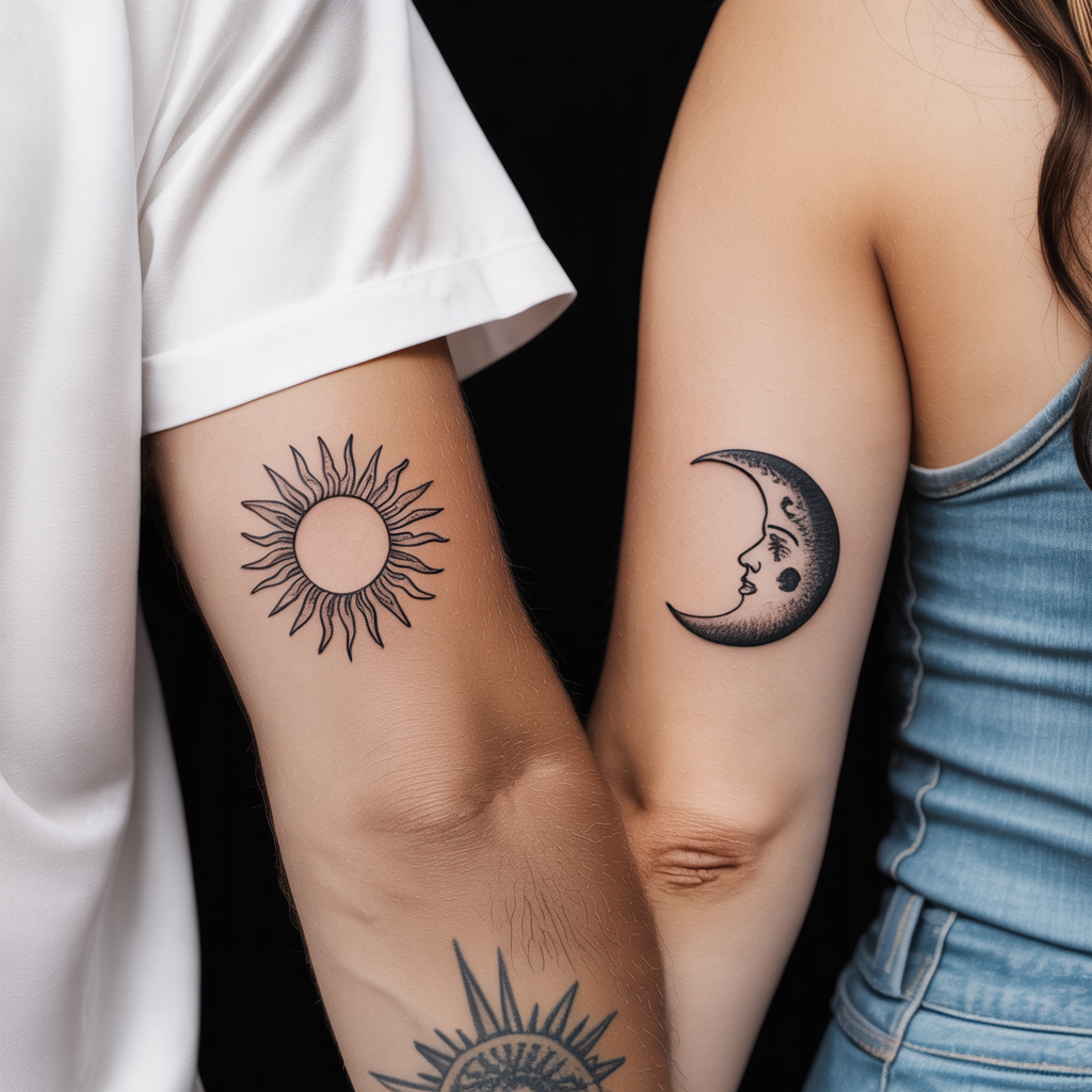 12 Unique and Romantic Couple Tattoo Ideas 4 Sun and Moon