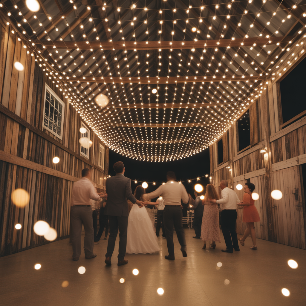Magical 17 Barn Wedding Ideas for a Romantic Country Vibe 17 Twinkle Light Ceilings