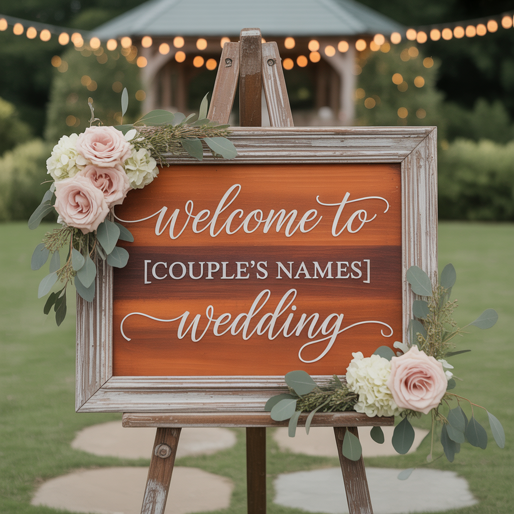 15 Burnt Orange Weddings: Bold, Warm & Unforgettable Themes 13 Burnt Orange Wedding Signage
