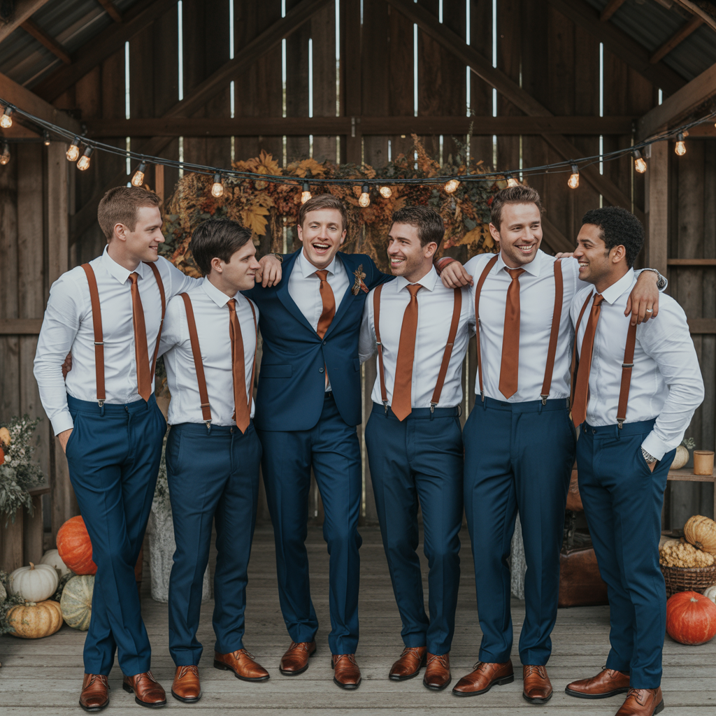 15 Burnt Orange Weddings: Bold, Warm & Unforgettable Themes 9 Burnt Orange Groomsmen Attire