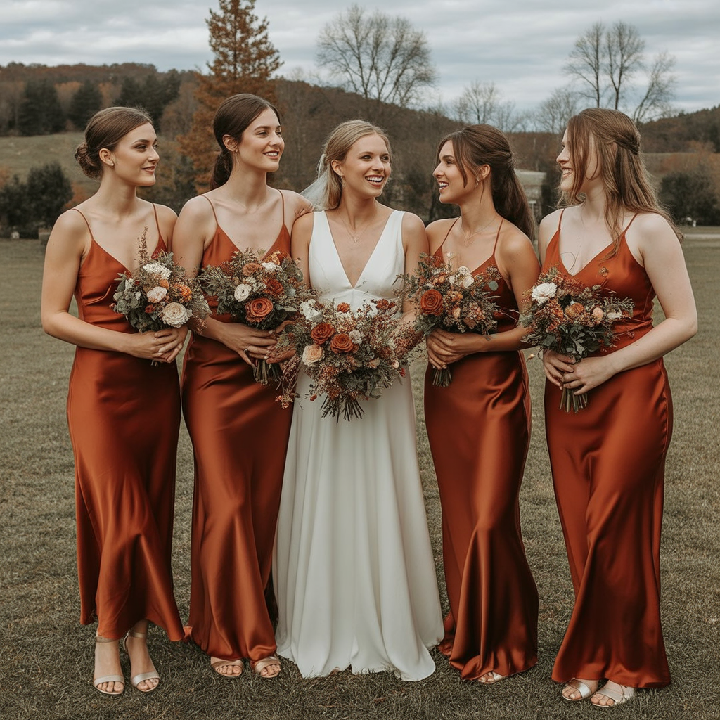15 Burnt Orange Weddings: Bold, Warm & Unforgettable Themes 1 Burnt Orange Bridesmaid Dresses