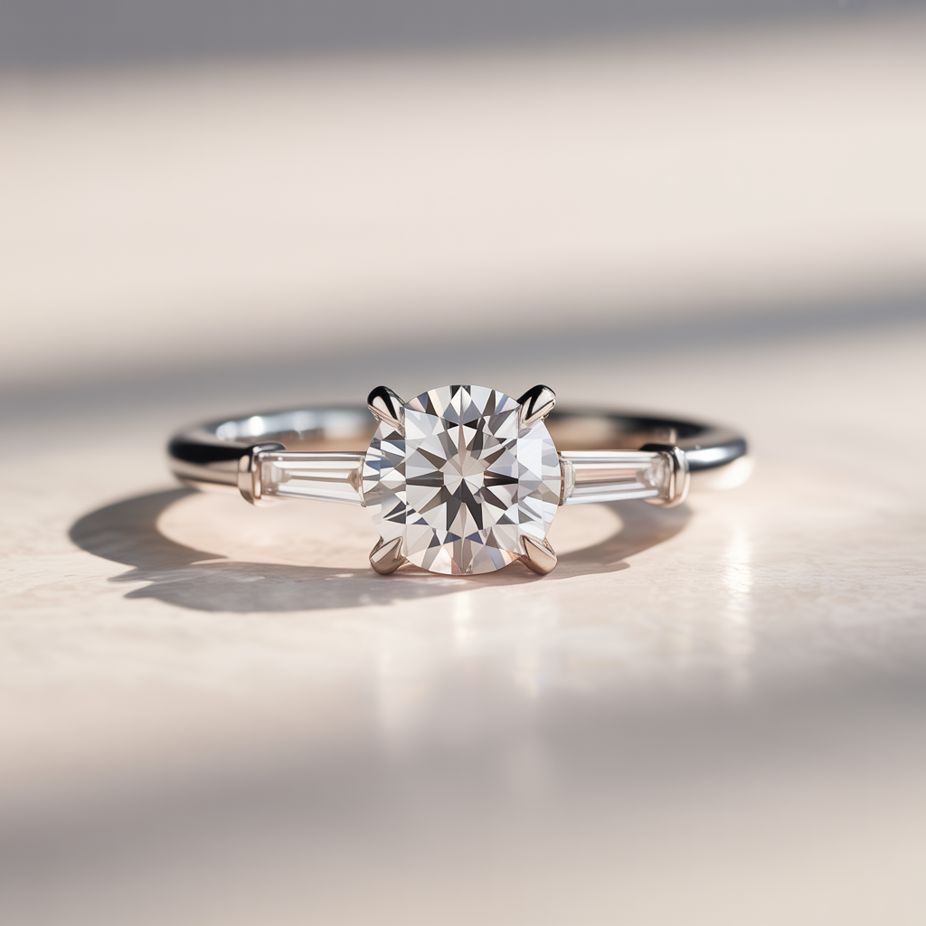 Minimalist Solitaire with Baguette Accent