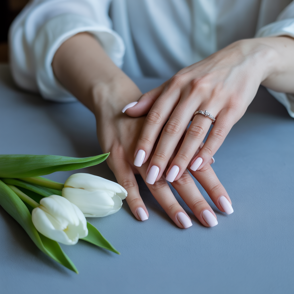 15 Pink Wedding Nail Ideas for Elegant Brides 11 Pale pink minimalism