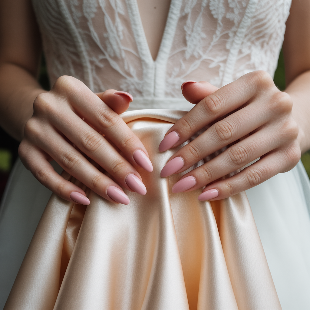15 Pink Wedding Nail Ideas for Elegant Brides 3 Matte rose statement