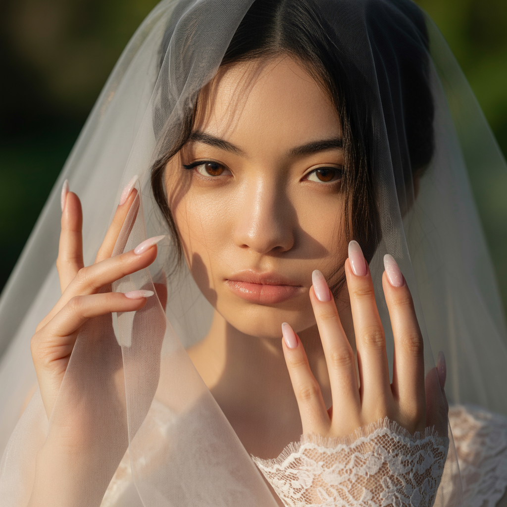 15 Pink Wedding Nail Ideas for Elegant Brides 5 Sheer ballerina pink