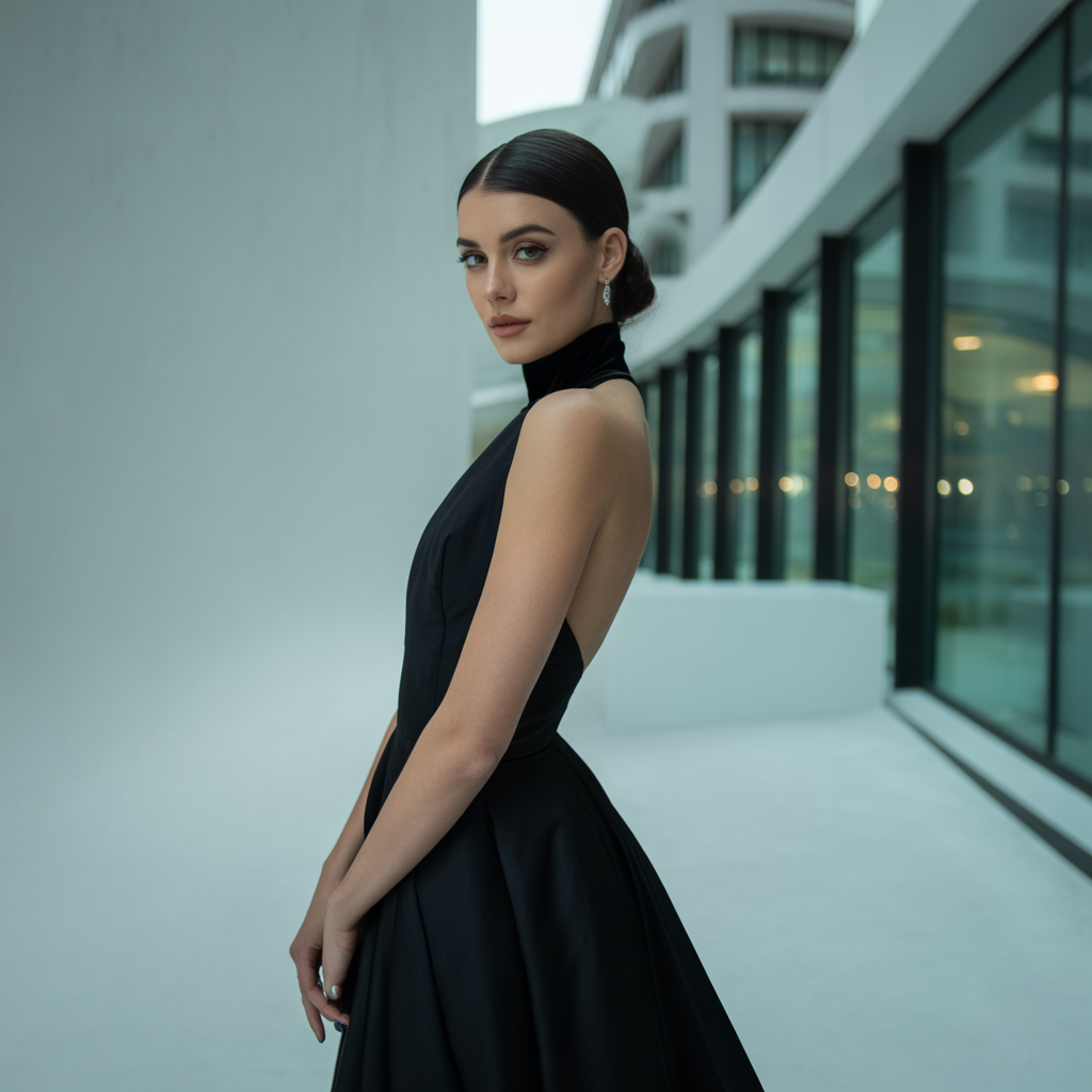 25 Inspiring Black Bridesmaid Dresses for Every Wedding 6 High Neck Modernity