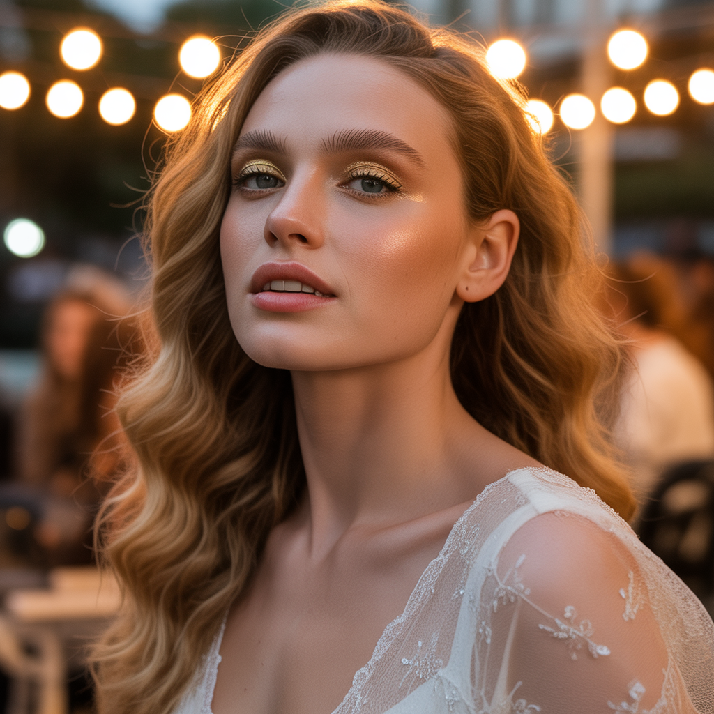 Shimmering Lids with Glossy Lips