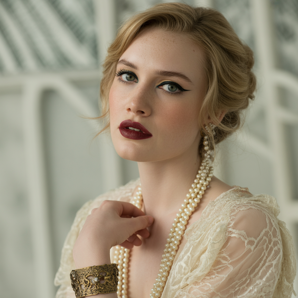 Traditional Kohl with Rich Maroon Lips