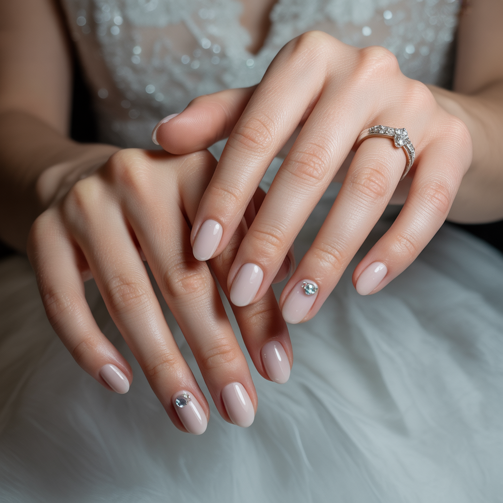 Acrylic Nails with Subtle Gems