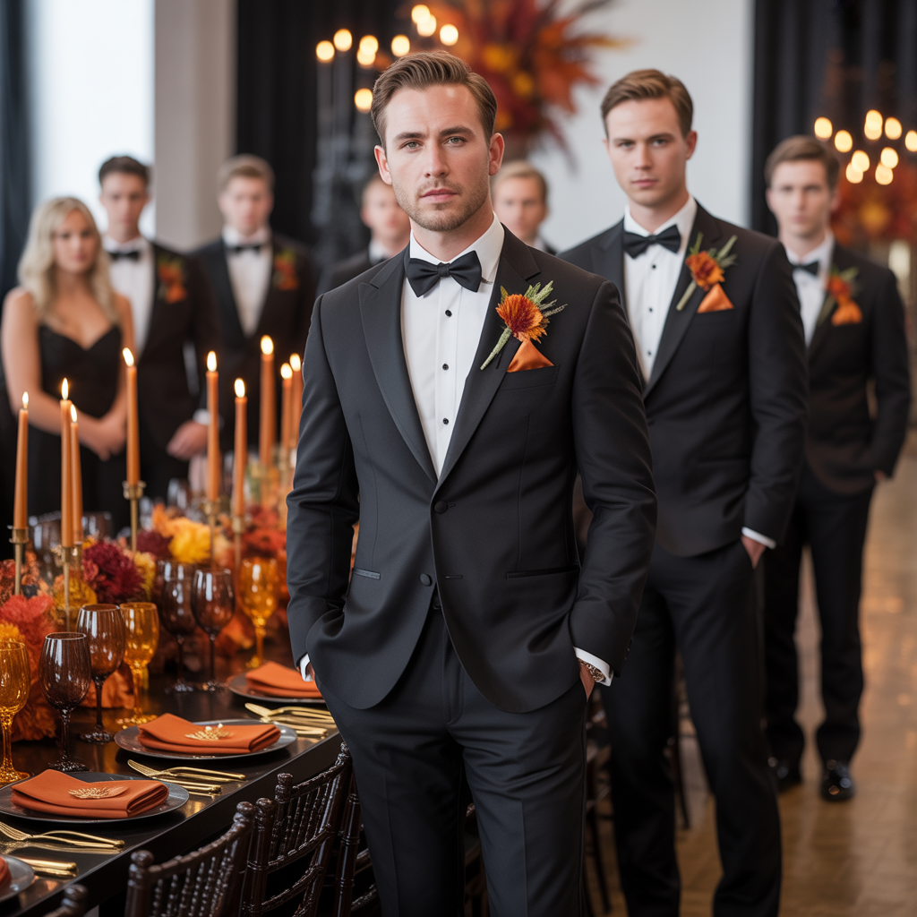 20 Elegant Fall Wedding Colors That Capture Autumn’s Charm 7 Black and Burnt Orange Drama
