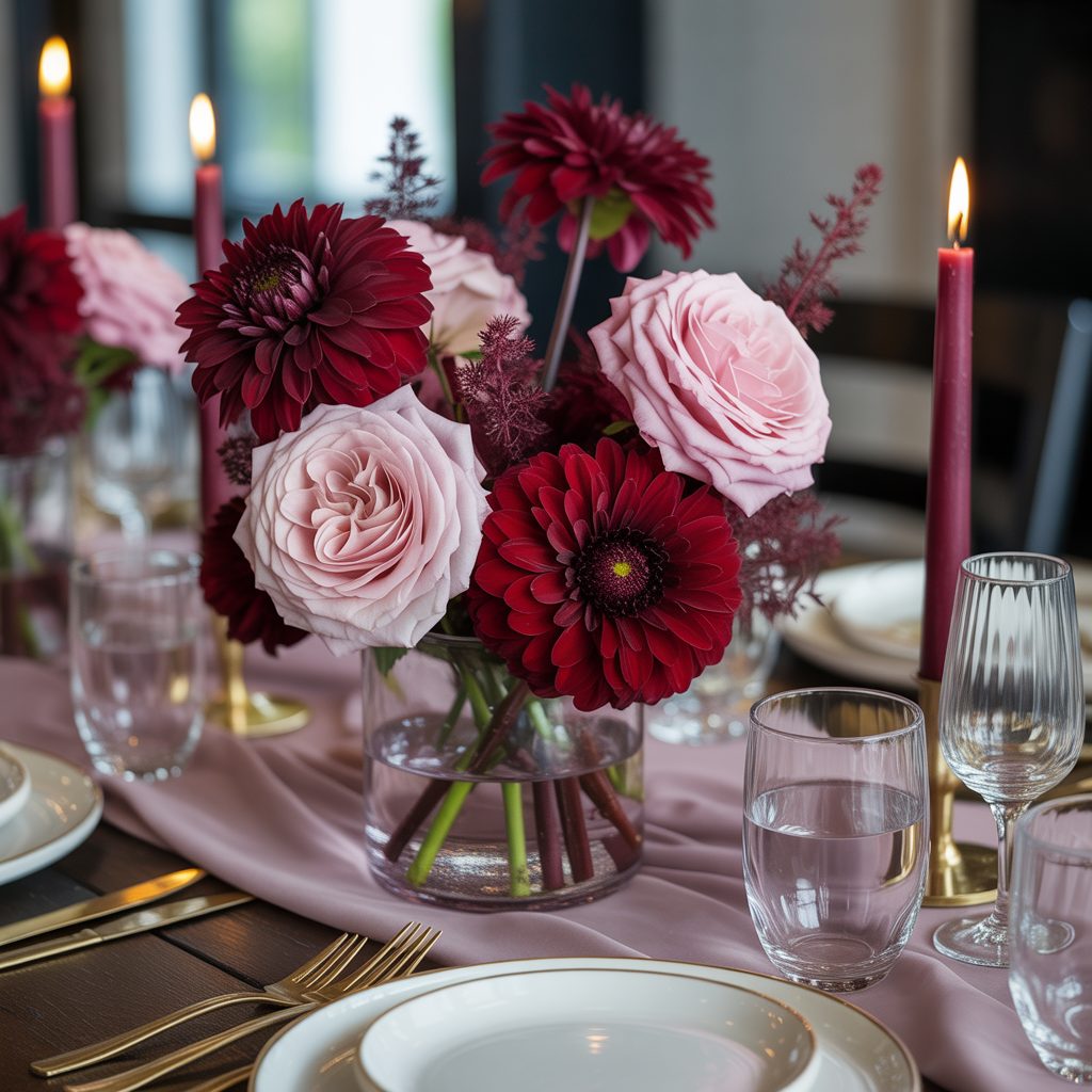 Blush Pink and Burgundy