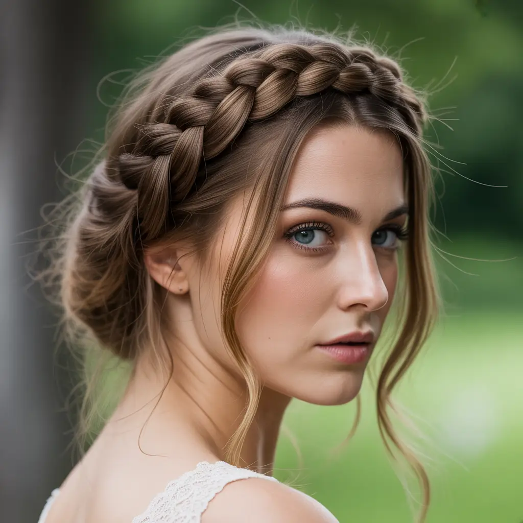 20 Elegant & Modern Bridesmaid Hairstyle Ideas for Weddings 4 Braided Crown