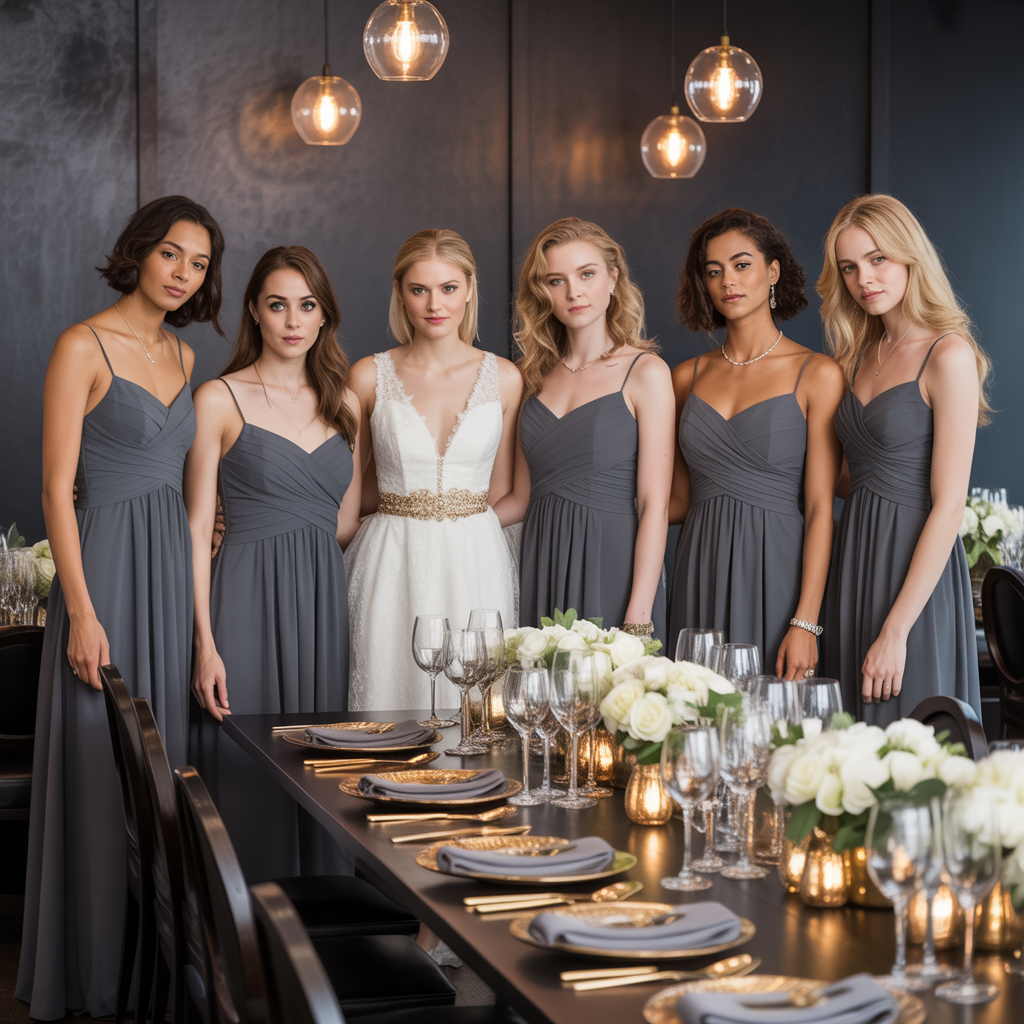 20 Elegant Fall Wedding Colors That Capture Autumn’s Charm 13 Charcoal and Gold Luxe