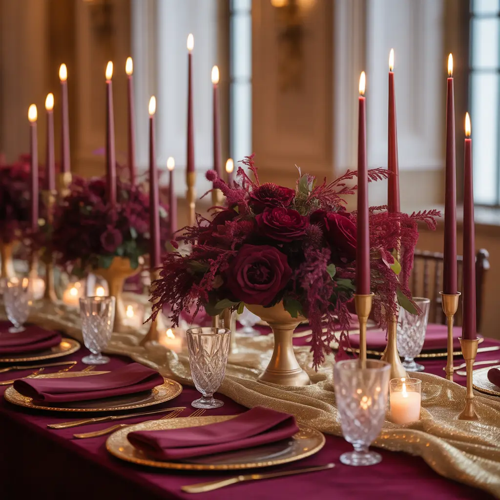 Deep Burgundy with Gold Winter Wedding Colors