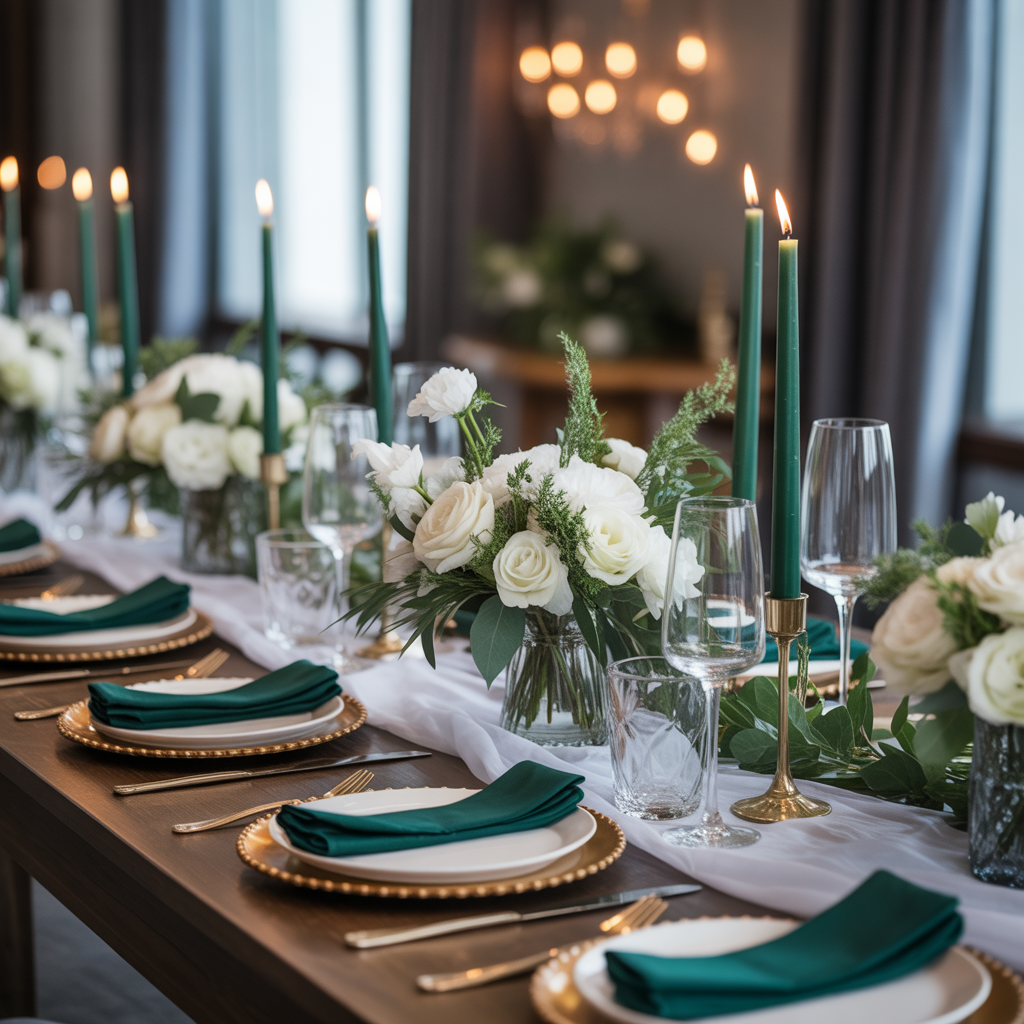 Emerald Green and White