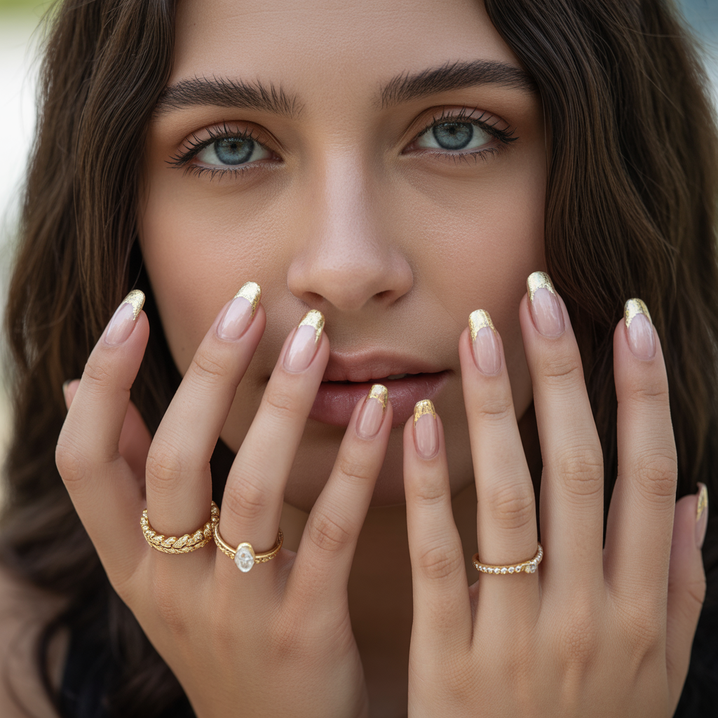 Golden Accents Stunning Summer Wedding Nail Ideas