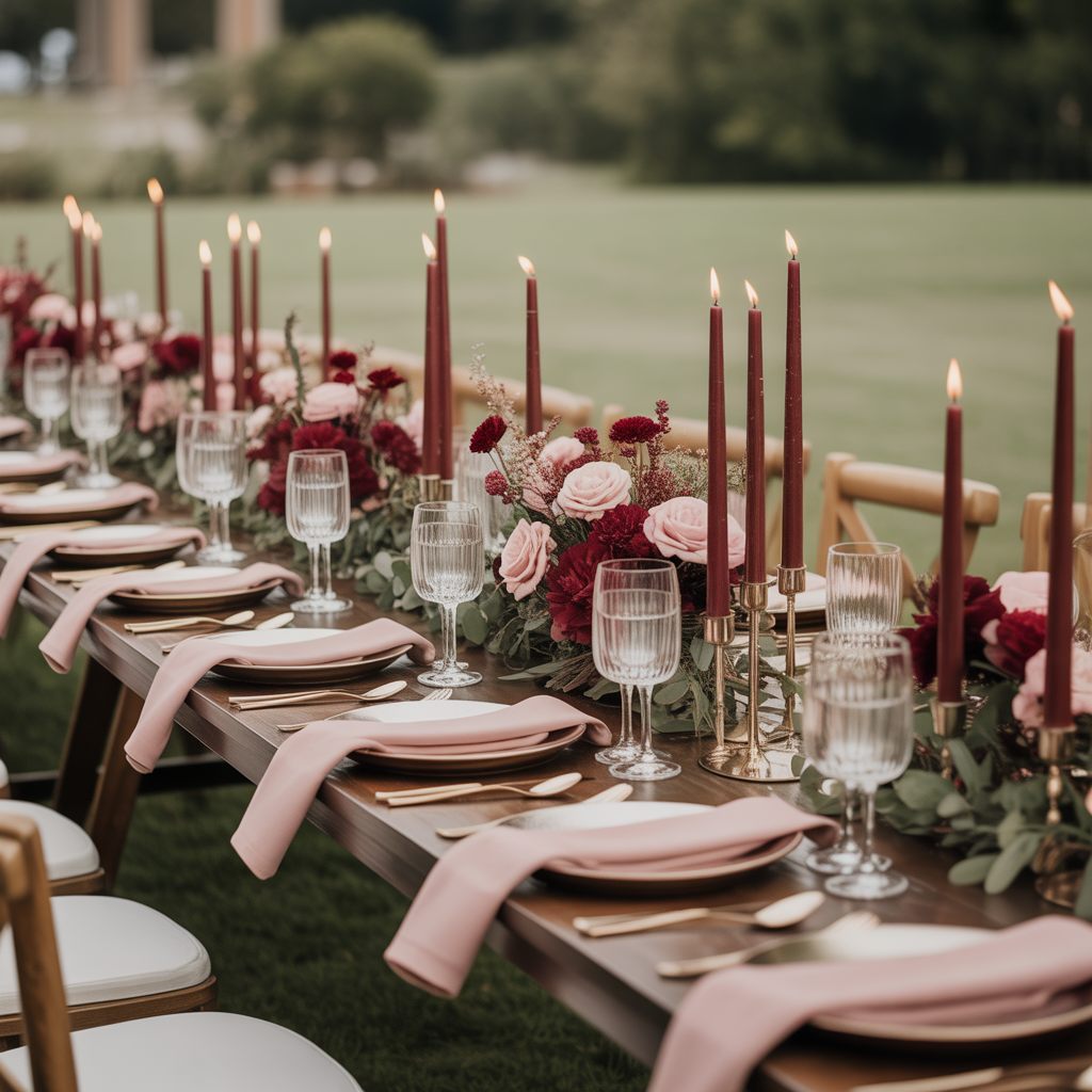 20 Elegant Fall Wedding Colors That Capture Autumn’s Charm 9 Maroon and Blush Balance