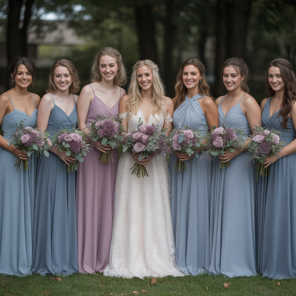 20 Elegant Fall Wedding Colors That Capture Autumn’s Charm 15 Mauve and Dusty Blue Softness