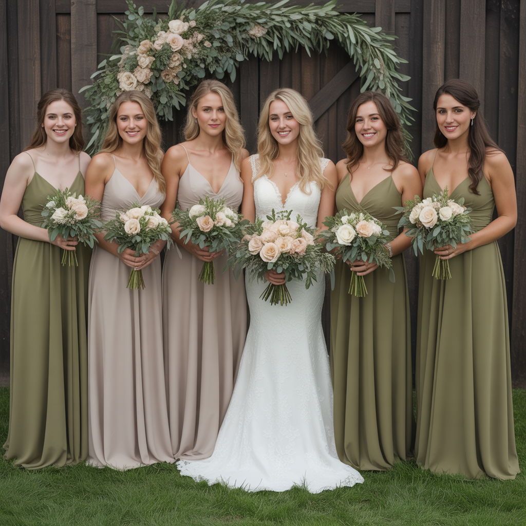 20 Elegant Fall Wedding Colors That Capture Autumn’s Charm 8 Olive Green and Champagne Subtlety
