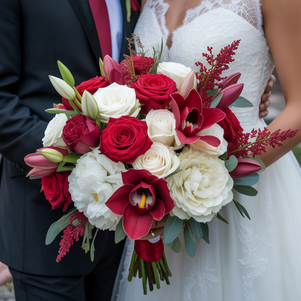 20 Elegant Red and White Wedding Inspiration for Your Big Day 4 Red and White Wedding Bouquets