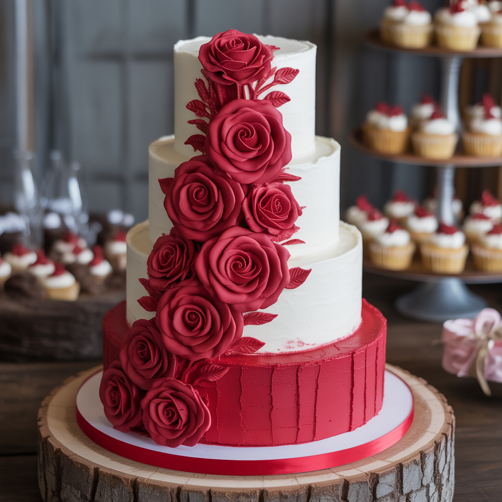 20 Elegant Red and White Wedding Inspiration for Your Big Day 5 Red and White Wedding Cakes