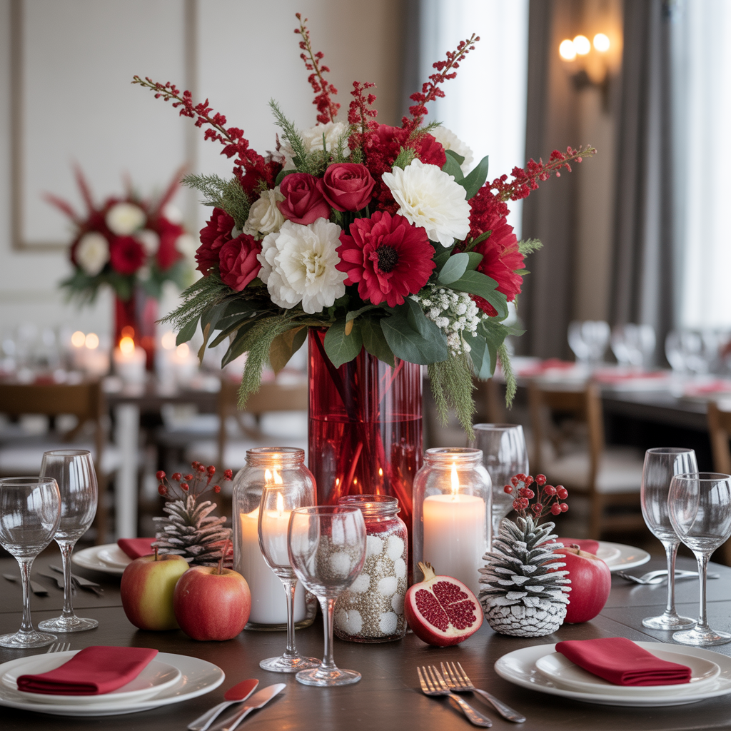 20 Elegant Red and White Wedding Inspiration for Your Big Day 8 Red and White Wedding Centerpieces