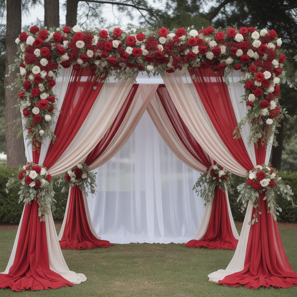 20 Elegant Red and White Wedding Inspiration for Your Big Day 11 Red and White Wedding Ceremony Backdrops