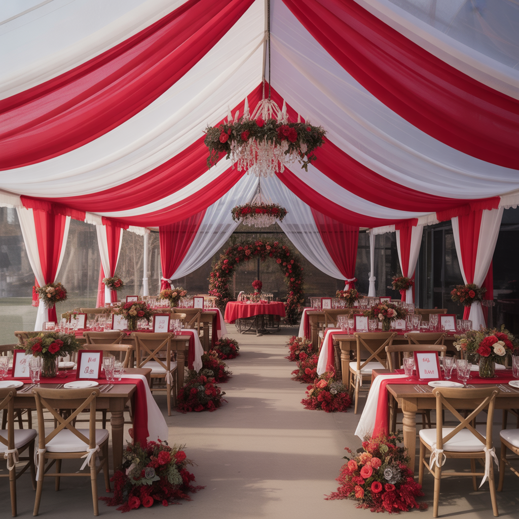 20 Elegant Red and White Wedding Inspiration for Your Big Day 16 Red and White Wedding Venue Styling