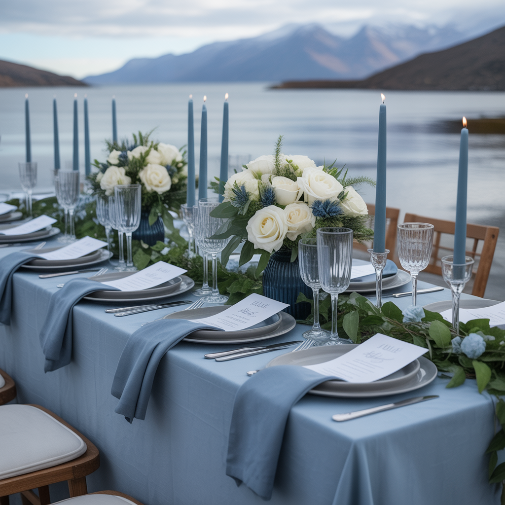 Slate Blue and White