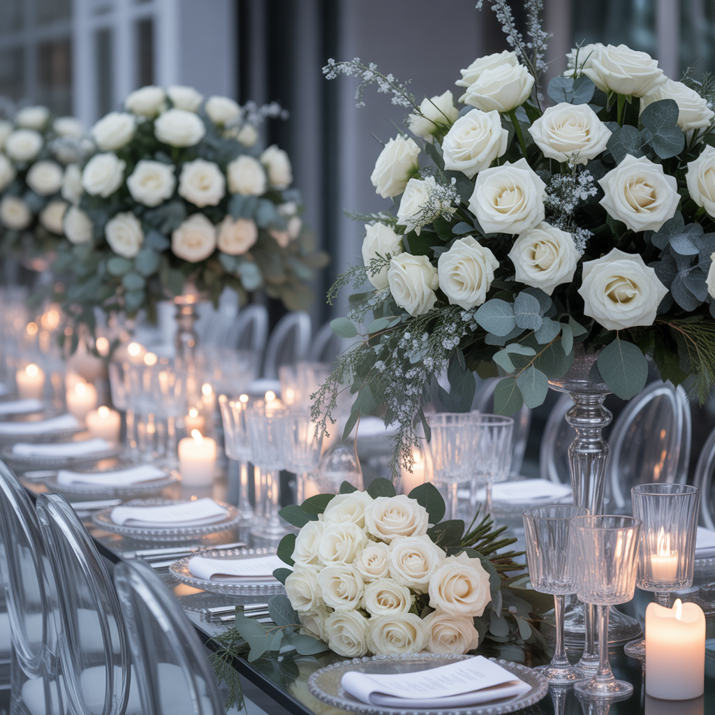 White Roses for Pure Elegance Winter Wedding Flowers Ideas