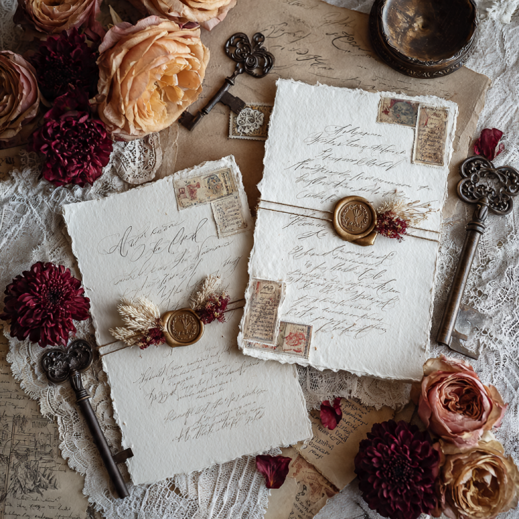 15 Romantic Vintage Wedding Ideas to Inspire Your Big Day 3 Antique-Inspired Invitations