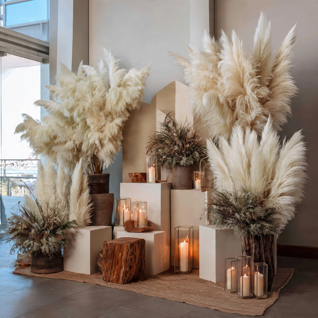 Boho Pampas Grass Display