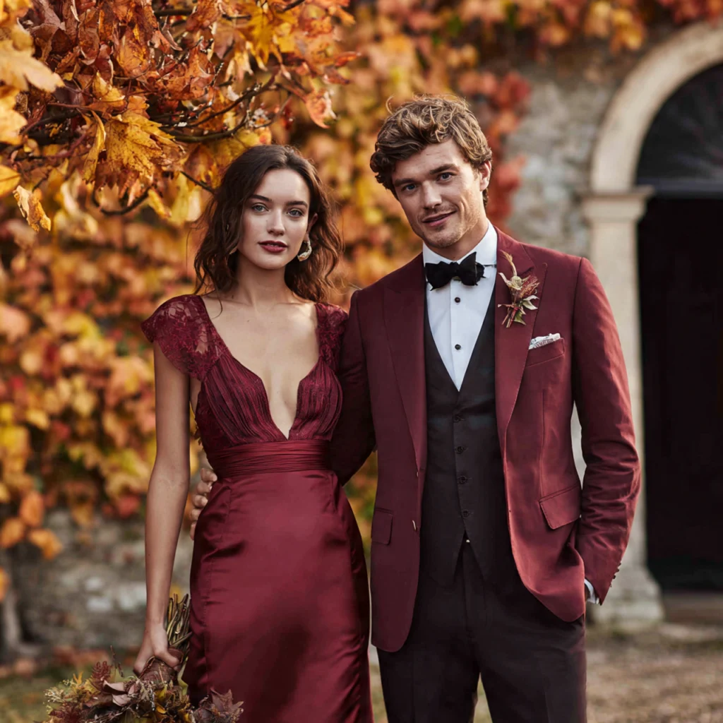20 Stylish Guide on What to Wear to a Fall Wedding 31 Burgundy Hues