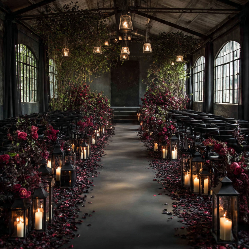 Ceremony Aisle with Black Accents