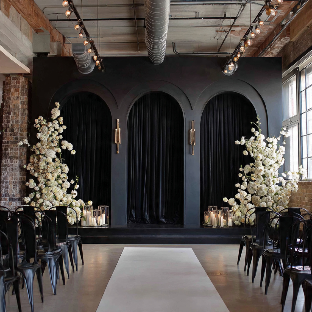 Ceremony Backdrop in Black Grandeur
