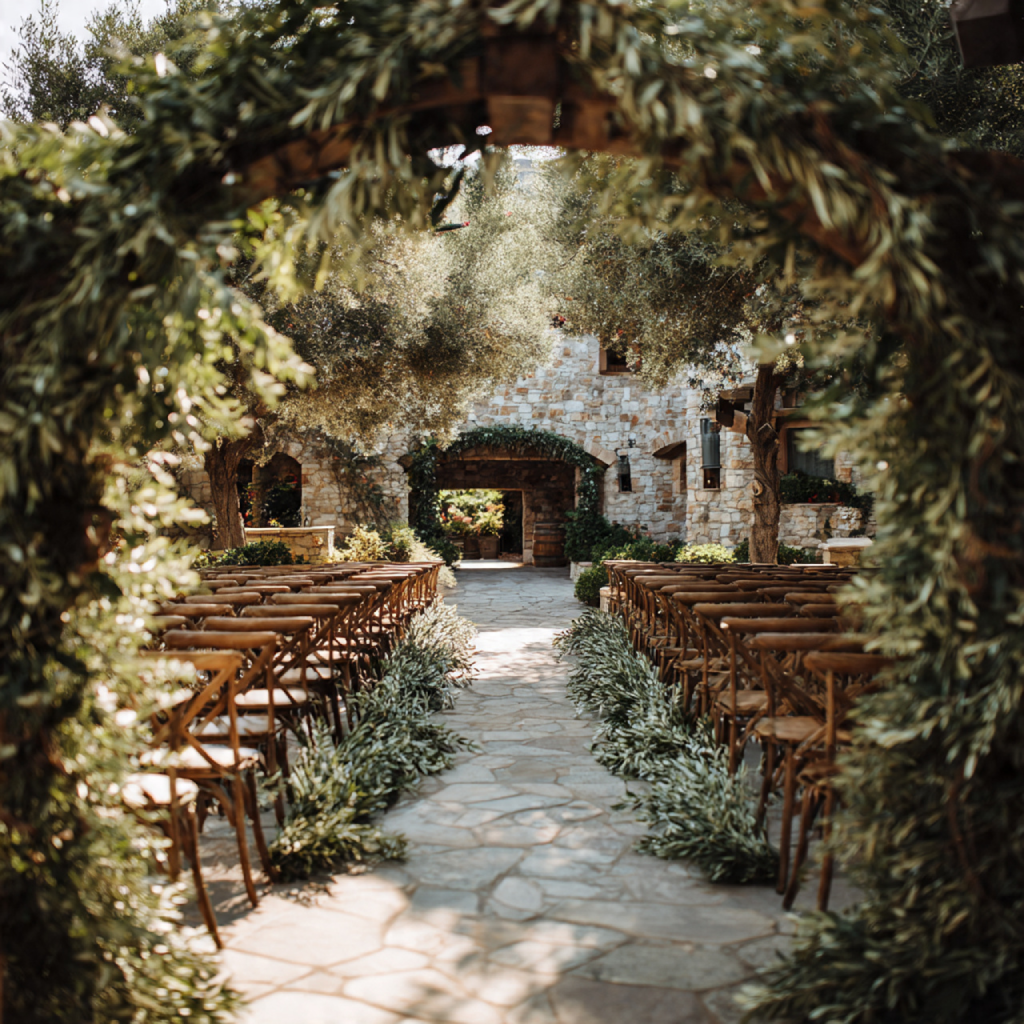 Ceremony Space with Olive Green Foliage