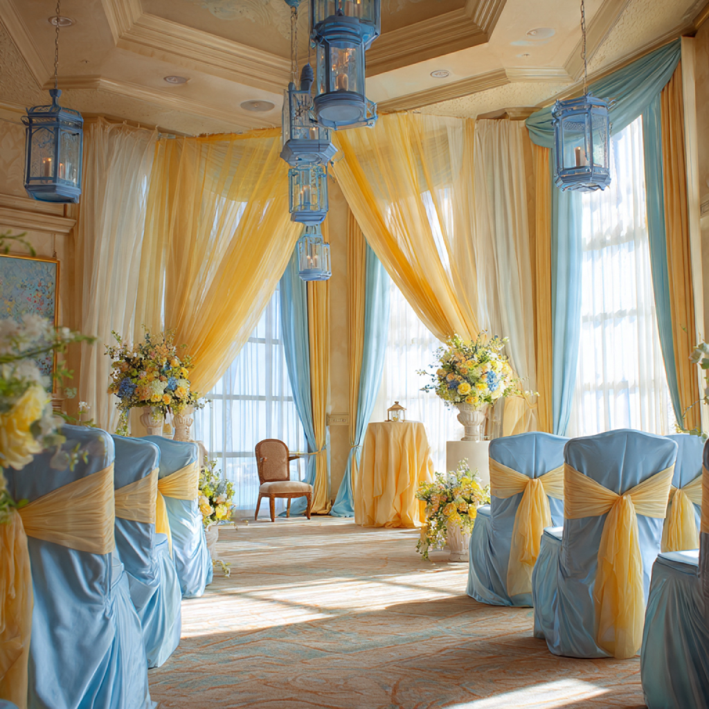 Chair covers and draping fabrics in your chosen colours