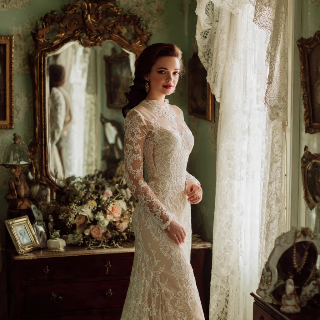 15 Romantic Vintage Wedding Ideas to Inspire Your Big Day 1 Classic Lace Wedding Dress Vintage Wedding Ideas