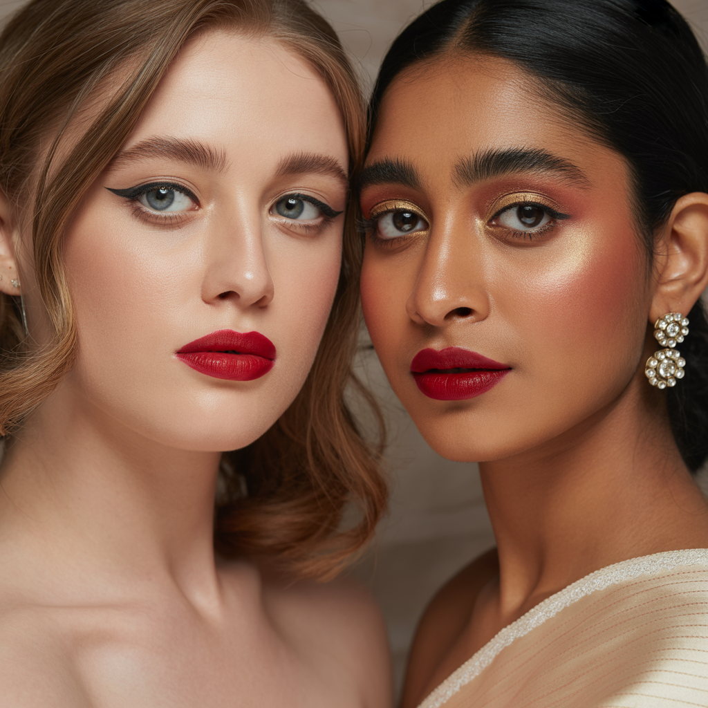 22 Bridesmaid Makeup Ideas for Every Wedding Style 3 Classic Red Accent
