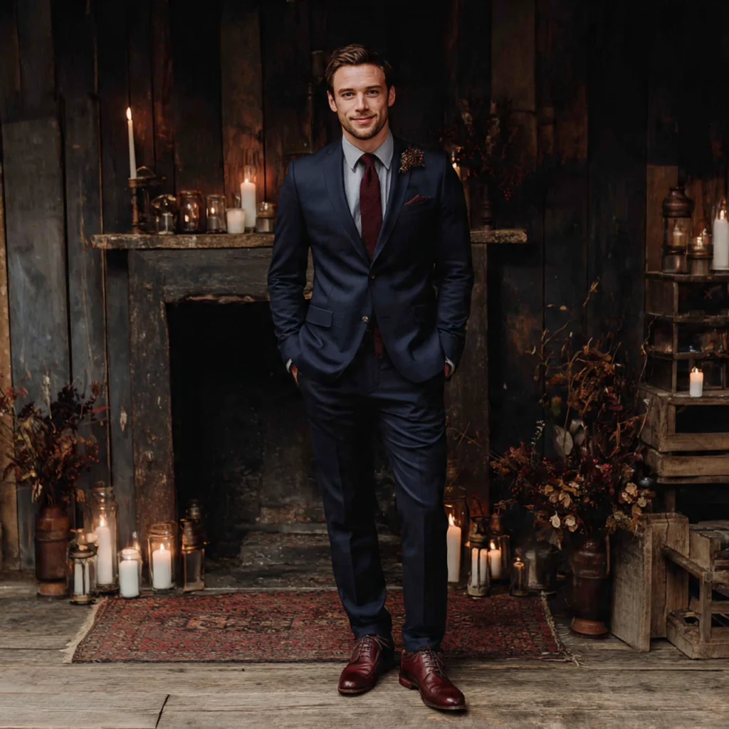 20 Stylish Guide on What to Wear to a Fall Wedding 8 Dark Suits for Men